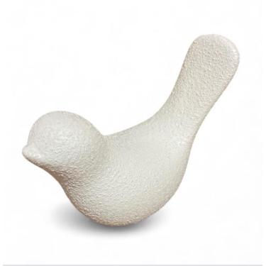 Imagem de Pássaro Off White Fosco Texturizado em cerâmica - 9 cm - Sara Decoraçõ