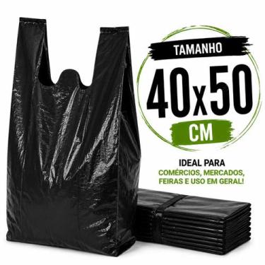 Imagem de 3 kg sacola plastica preta 40x50 reforçada reciclada grossa - PLASTJAL