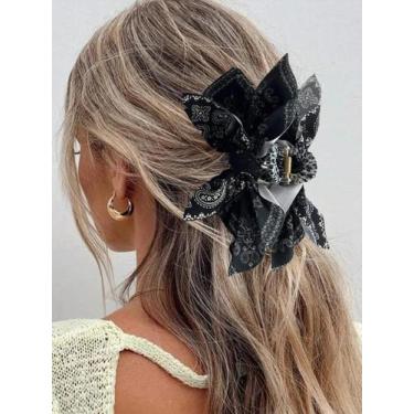 Imagem de Presilha De Cabelo Boêmia Vermelha Com Laço De Flor De Caju Único, Ace