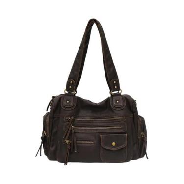Imagem de Bolsa De Ombro Vintage Em Couro PU Para Mulheres, Unissex, Com Bolsos 
