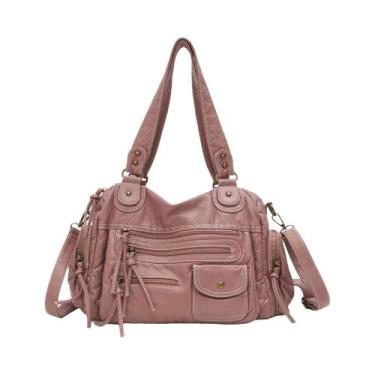 Imagem de Bolsa De Ombro Vintage Em Couro PU Para Mulheres, Unissex, Com Bolsos 