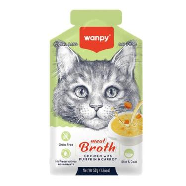 Imagem de Petisco Úmido Wanpy para Gatos Caldo de Carne com Frango, Abóbora e Ce