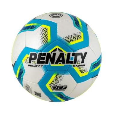 Imagem de Bola de Futebol Society Penalty Storm Branca e Azul, Ls branco, Azul, 