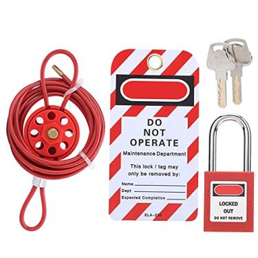 Imagem de BHDK Kit de trava de cabo, trava de válvula de trava de cabo universal de aço inoxidável com alça para segurança para isolamento de energia