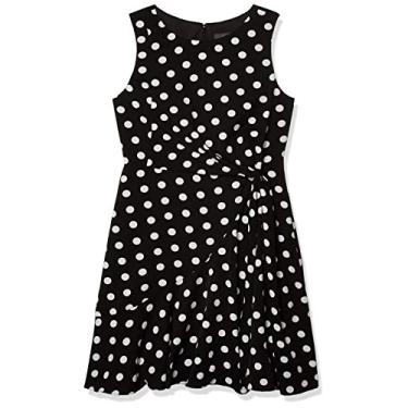 Imagem de Adrianna Papell Modelagem feminina com estampa de bolinhas e flare, Preto/Marfim, 46