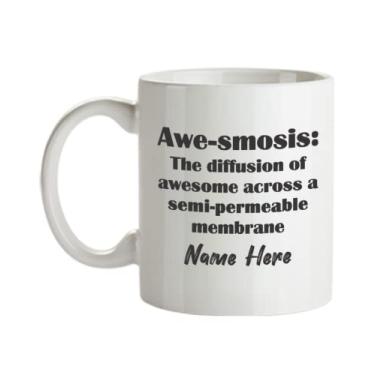 Imagem de Caneca de biologia personalizada - Awesmosis: The Diffusion of Awesome Through Semi-permeable Membrana - Presente para biólogos - Caneca de café de 325 ml