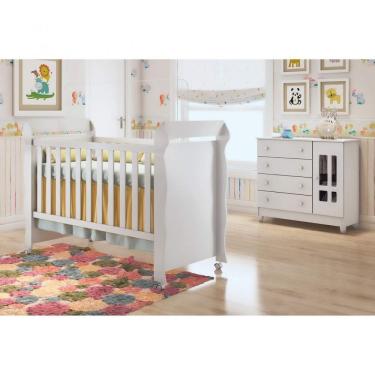 Imagem de Conjunto Quarto de Bebê Fraldário Ariel e Berço Mirelle Carolina Baby Branco