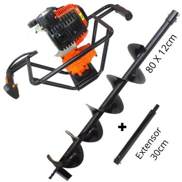 Imagem de Perfurador de Solo Profissional Vulcan VPS520 2T 52cc 2,5hp Acompanha Broca 80x12cm Com Pino Trava + Extensor 30cm Ideal Para Instalações de Mourões