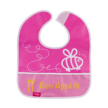 Imagem de Babador impermeável plus com bolso - abelhinha pink bon appétit