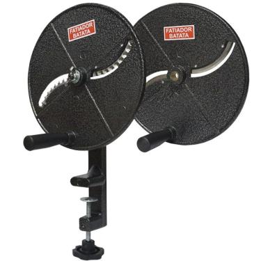 Imagem de Fatiador Picador 2 Discos Manual Folhas Hortaliças Couve Batata Cenoura Legumes Vitalex FL2 Cinza