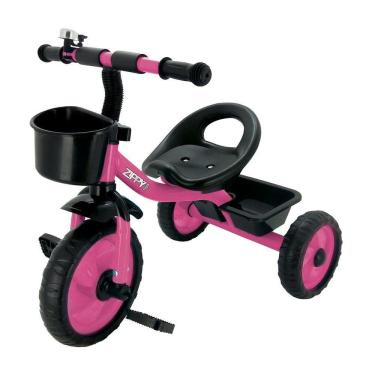 Imagem de Triciclo 3 Rodas Infantil Premium Buzina Cestinhas - Rosa ZIPPY TOYS