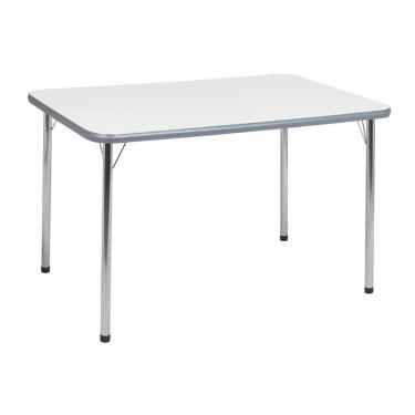 Imagem de mesa de cozinha retangular carla cromada e branca 120 cm