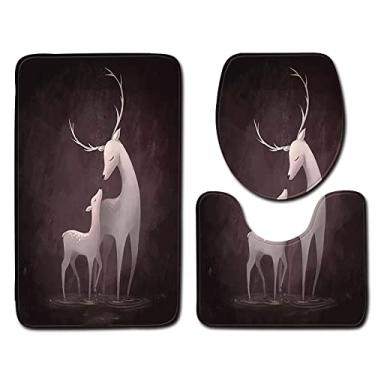 Imagem de 3pcs Conjunto de Tapete de Banho Antiderrapante Banheiro Tapete de Chuveiro Tapete de Pedestal de Toalete Tapete de Flanela Macia Tapete de Assento de Toalete Conjunto de Toalete, C005,45 x 75 cm 3pcs