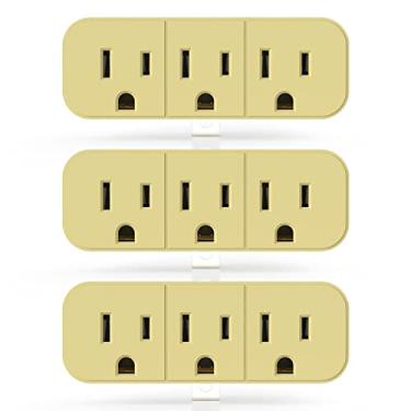 Imagem de ELEGRP Extensor de tomada tripla aterrado de 2 a 3 pinos, conversores de adaptadores de 2 pinos a 3 pinos para tomadas de parede, divisor portátil polarizado de tomada de parede com 3 saídas CA, listado por ETL, 3 pacotes, marfim