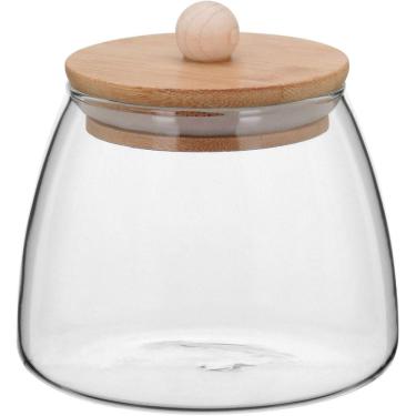 Imagem de TABLE POTE 10x11x11cm 450ml BOROSILICATO TRANSP TAMPA BAMBU