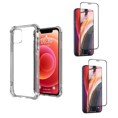 Imagem de Kit Capa Anti Impacto + 2X Película 3D Cobre Tudo Compatível iPhone 12 Pro Max