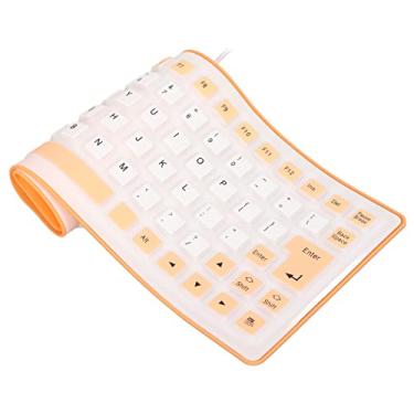 Imagem de Teclado dobrável de silicone de 85 teclas, teclado de silicone com fio USB à prova d'água e à prova de poeira, design totalmente selado leve e portátil silencioso macio confortável para laptops (laranja)
