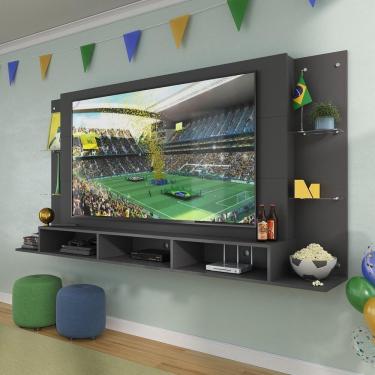 Imagem de Painel TV 65&quot; com Prateleiras de Vidro Brasil Plus Multimóveis BR3113 Preto