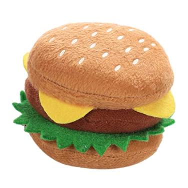 Imagem de Fenteer Brinquedo de comida em forma de hambúrguer para animais de estimação, hambúrguer, brinquedo com som barulhento