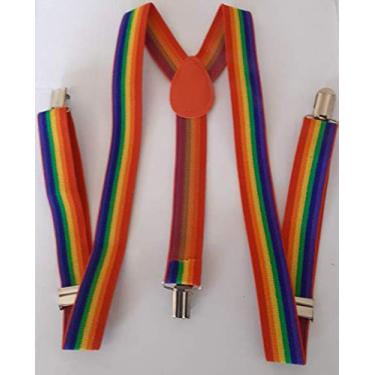 Imagem de Suspensório Ajustável Listrado Arco-íris - Lgbt Gay Cosplay