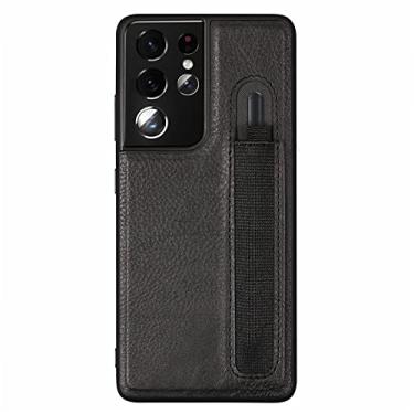 Imagem de Para Samsung Galaxy S21 S22 Ultra 5G Capa de Couro Stylus S Pen Socket Slot Phone Case com Suporte de Bolso, Preto, Para Samsung S22 Ultra