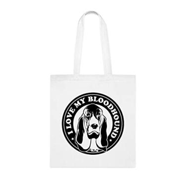Imagem de Bloodhound Love Bolsa preta para cães, presente para cachorro Bloodhound Love, aniversário bolsa de ombro Bloodhound Love, bolsa reutilizável, Branco