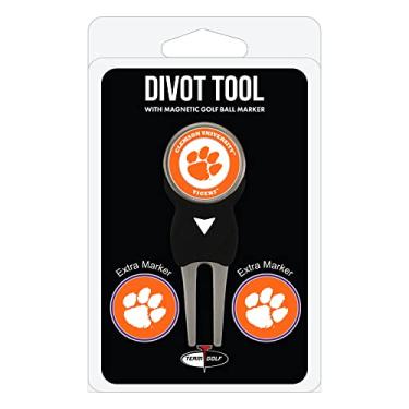 Imagem de Team Golf NCAA Clemson Tigers Divot Tool Pack com 3 marcadores de bola de golfe com 3 marcadores de bola de golfe, marcadores são magnéticos removíveis esmaltados dupla face
