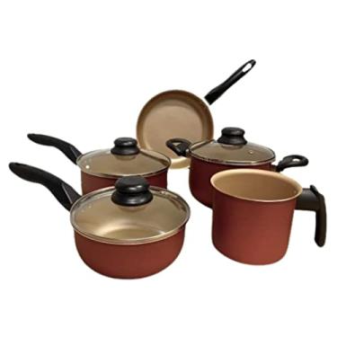 Imagem de Jogo de Panelas AntiAderente Cereja com Dourado com 5 peças - Não Gruda