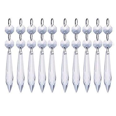 Imagem de H&D 10 peças de enfeite de cristais de lustre de 63 mm - lustre transparente com pingentes de gota de gelo