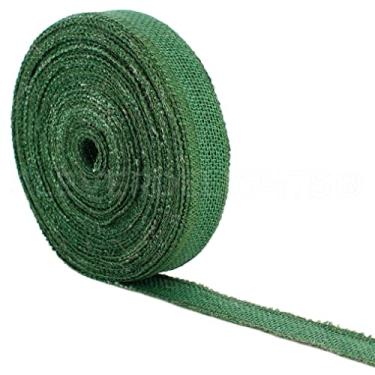 Imagem de CleverDelights Fita de juta verde de 2,54 cm - borda acabada - 25 jardas - Tecido de juta