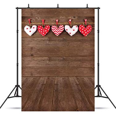 Imagem de CYLYH 1,5 x 2,1 m cenários de fotografia do dia dos namorados fundo de madeira marrom dia das mães chá de noiva bebê recém-nascido criança festa de aniversário decoração banner D123