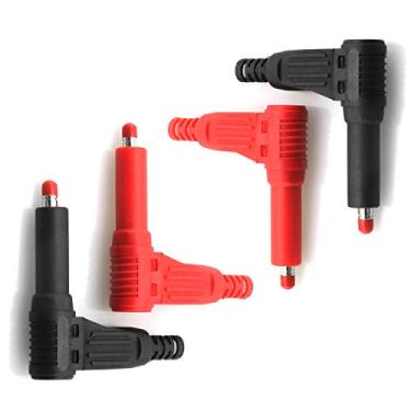 Imagem de DGZZI Plugue banana com ângulo reto de 90 graus, 4 peças, 4 mm, preto e vermelho, conector de plugue de ângulo reto para teste de segurança