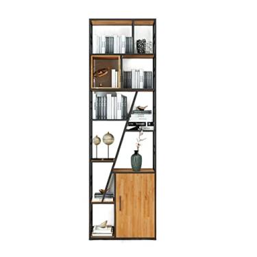 Imagem de KIZQYN Estante de ferro forjado prateleira de chão estante criativa moderna minimalista sala de estar estudo escritório divisória estante (cor: 60cm)