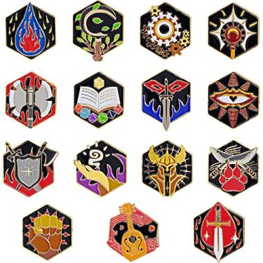 Imagem de DND 5E Character Class + DM Hard Enamel Pins Conjunto de 15 peças de distintivos RPG de mesa – Presente ou Coleção Nerd para Dungeons and Dragons, Dungeon Master e D&D Player