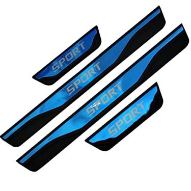 Imagem de GZBFTDH Protetor protetor de rasgo de peitoril da porta do carro, compatível com acessórios Volvo XC40 XC60 XC90, acabamento de placa de entrada de porta de aço (azul)