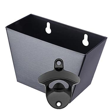 Imagem de Abridor de garrafas de cerveja preto bronze para uso externo montado na parede com acabamento acetinado e tampa de garrafa de aço inoxidável para uso externo