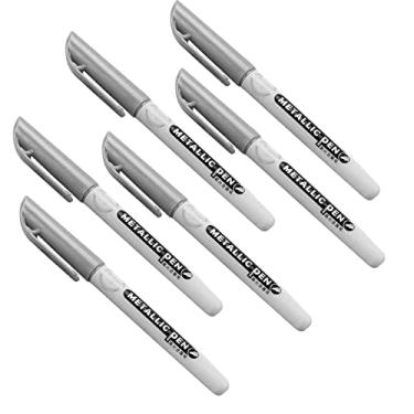 Imagem de MOOKEENONE 6 peças de tinta de resina epóxi caneta marcador permanente metálica 0,7 mm ponta EF