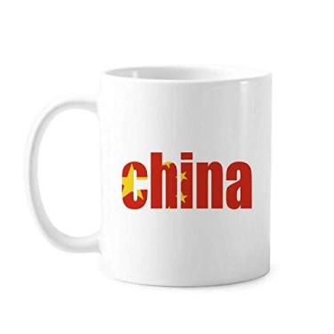 Imagem de Caneca com nome da bandeira do país da China cerâmica xícara de porcelana de café louça
