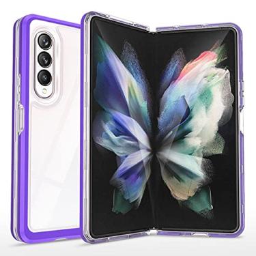 Imagem de Capa traseira rígida transparente para Samsung Z Fold 4 para Samsung Z Fold 4 à prova de choque dobrável para fold4 w22, roxo, para Z Fold 4