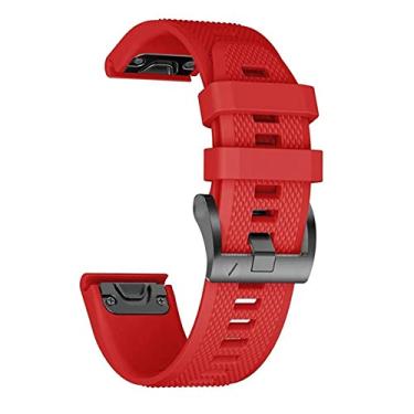 Imagem de HAZELS 22 26MM Pulseira de relógio para Garmin Fenix 7X 7 5 5X 3HR 6X 6 Pro 935 Smart Watch de liberação rápida silicone Easyfit pulseira Correa (Cor: Vermelho, Tamanho: 26mm Fenix 3 3HR)