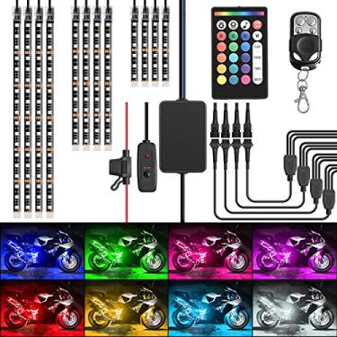 Imagem de Nilight TL-35 12 pçs Kit de LED RGB para motocicleta à prova d'água atmosfera lâmpada com duplo controle remoto sem fio RF para Harley Davidson Honda Kawasaki Suzuki, 2 anos de garantia