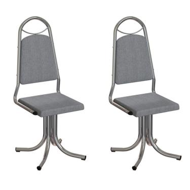 Imagem de Conjunto com 2 Cadeiras Sydney Cinza e Cromado