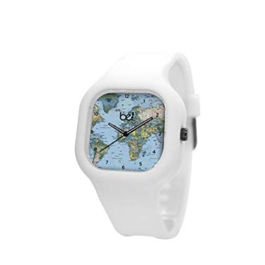 Imagem de Relogio Be Watch Mapa Mundi Pulseira Silicone Branca