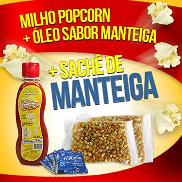 Imagem de Popcorn Premium 200g milho + Óleo sabor Manteiga + 05 sachê de Manteiga