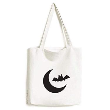 Imagem de Moon Morcego Happy Fear Halloween bolsa sacola de compras bolsa casual bolsa de mão