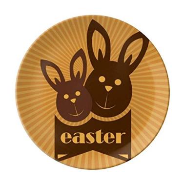 Imagem de Prato decorativo com estampa de coelhinho marrom Festival da Religião da Páscoa Prato de jantar de porcelana