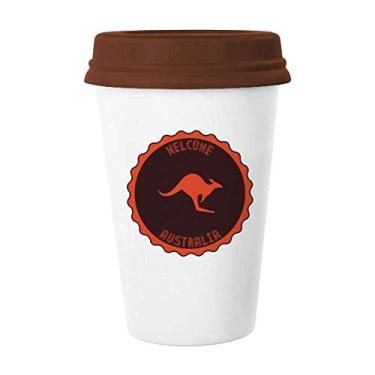 Imagem de Caneca de café com emblema de Canguru com sabor australiano, copo de cerâmica