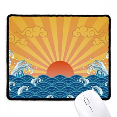 Imagem de Tapete de borracha para jogos Sun Cloud Sea Water Weather com bordas costuradas