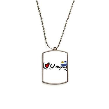 Imagem de DIYthinker I Love Uruguai Bandeira da Palavra Amor Ilustração Coração Corrente de Aço Inoxidável Pingente Colar para Animais de Estimação
