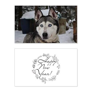 Imagem de Dog Animal Snow Husky Fotografia Ano Novo Festival Cartão Bless Mensagem Presente